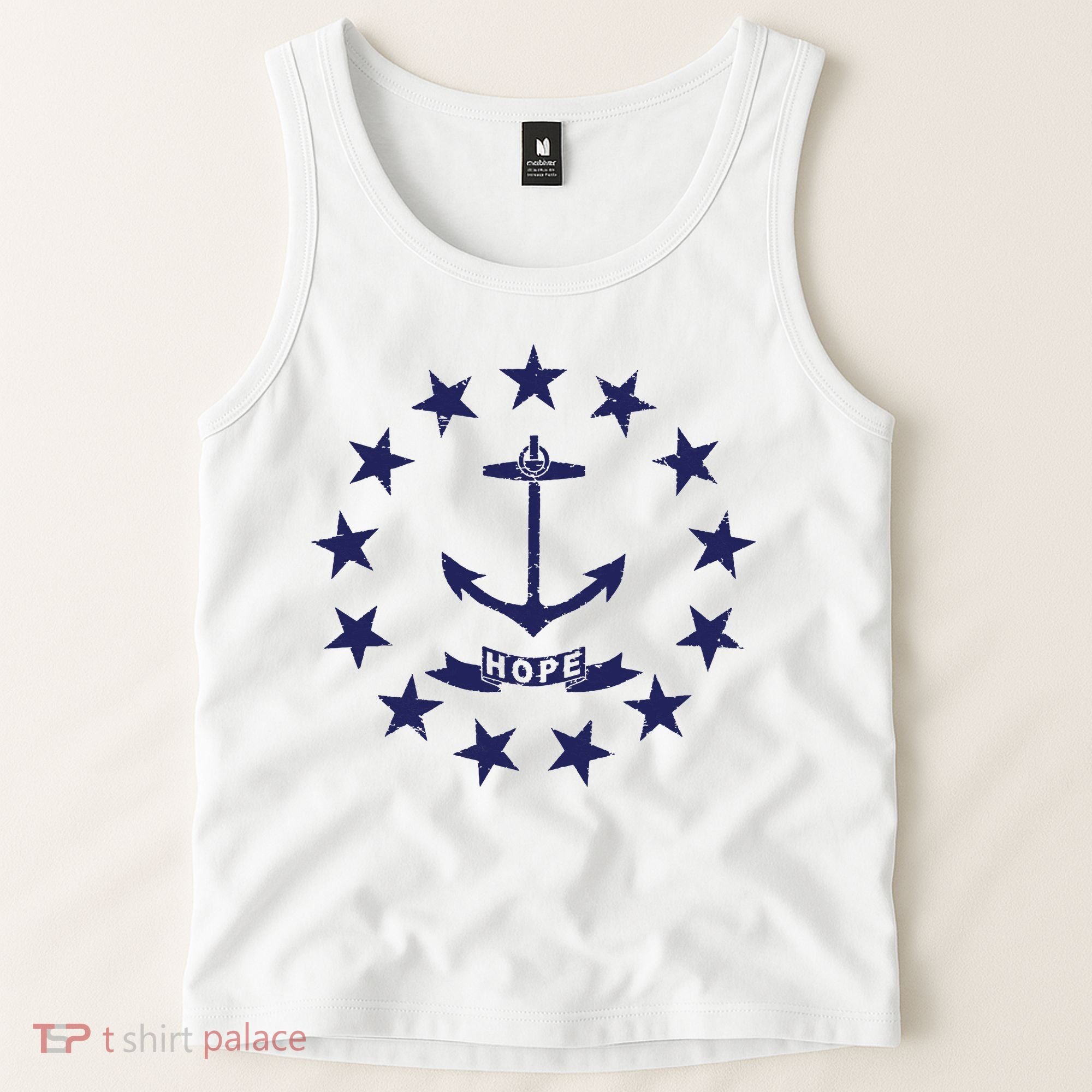 Rhode Island State Flag Distressed Blue Providence Rhode Tank Top