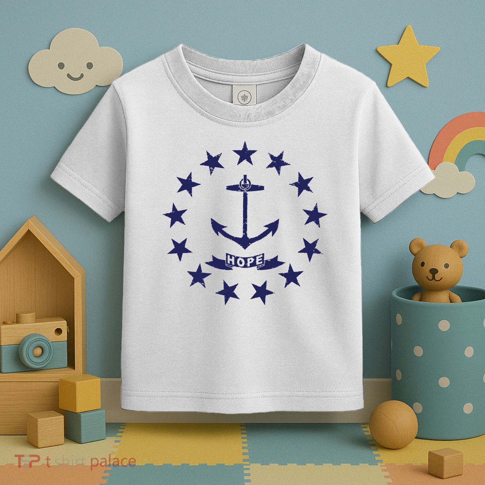 Rhode Island State Flag Distressed Blue Providence Rhode Toddler T-Shirt