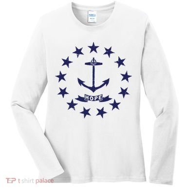 Rhode Island State Flag Distressed Blue Providence Rhode Women's Long Sleeve Shirt