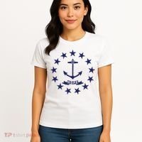 Rhode Island State Flag Distressed Blue Providence Rhode Women's T-Shirt thumb 4