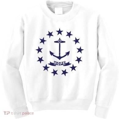 Rhode Island State Flag Distressed Blue Providence Rhode Kids Sweatshirt
