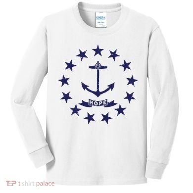 Rhode Island State Flag Distressed Blue Providence Rhode Kids Long Sleeve Shirt