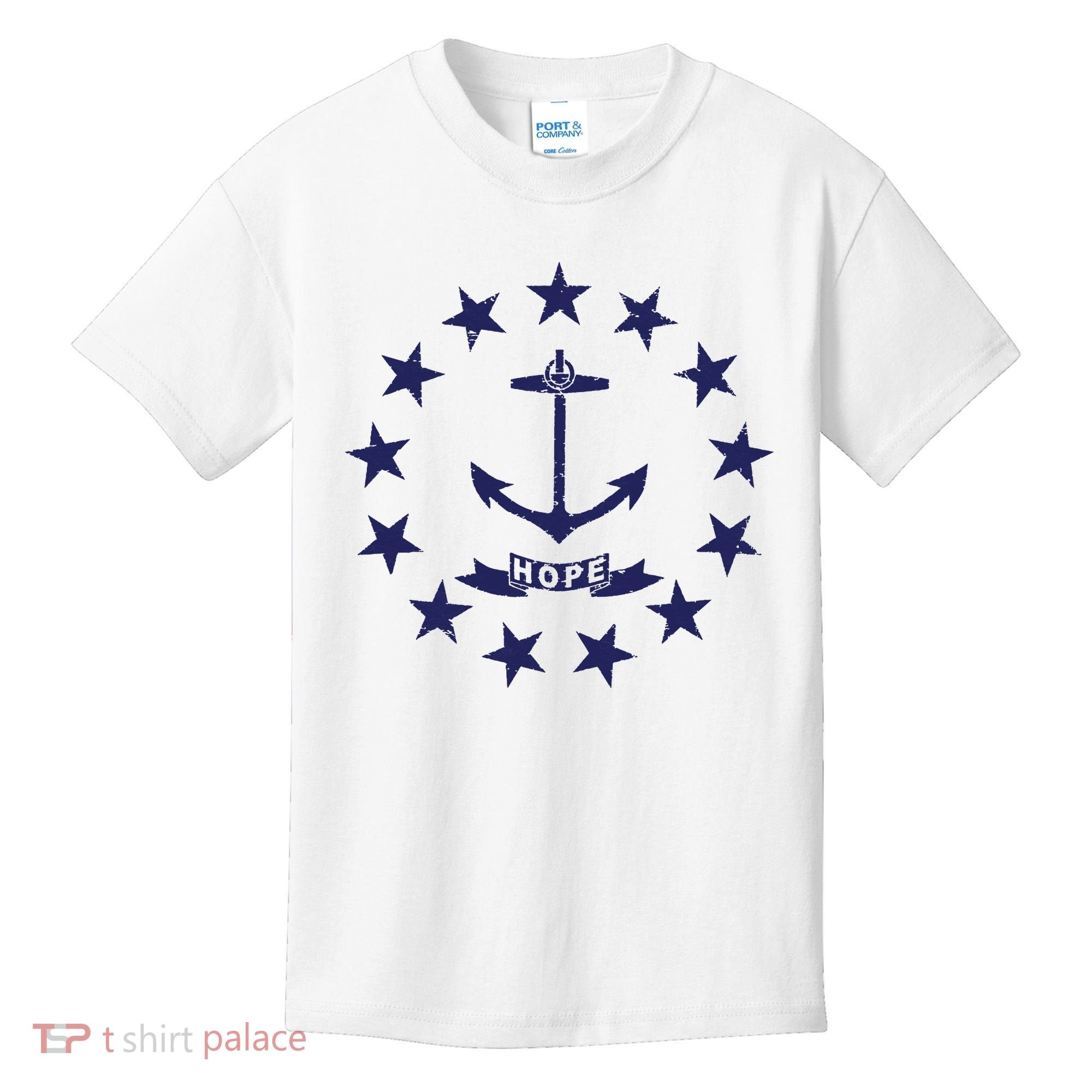 Rhode Island State Flag Distressed Blue Providence Rhode Kids T-Shirt