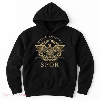 Roma Invicta Spqr Roman Eagle Distressed Hoodie