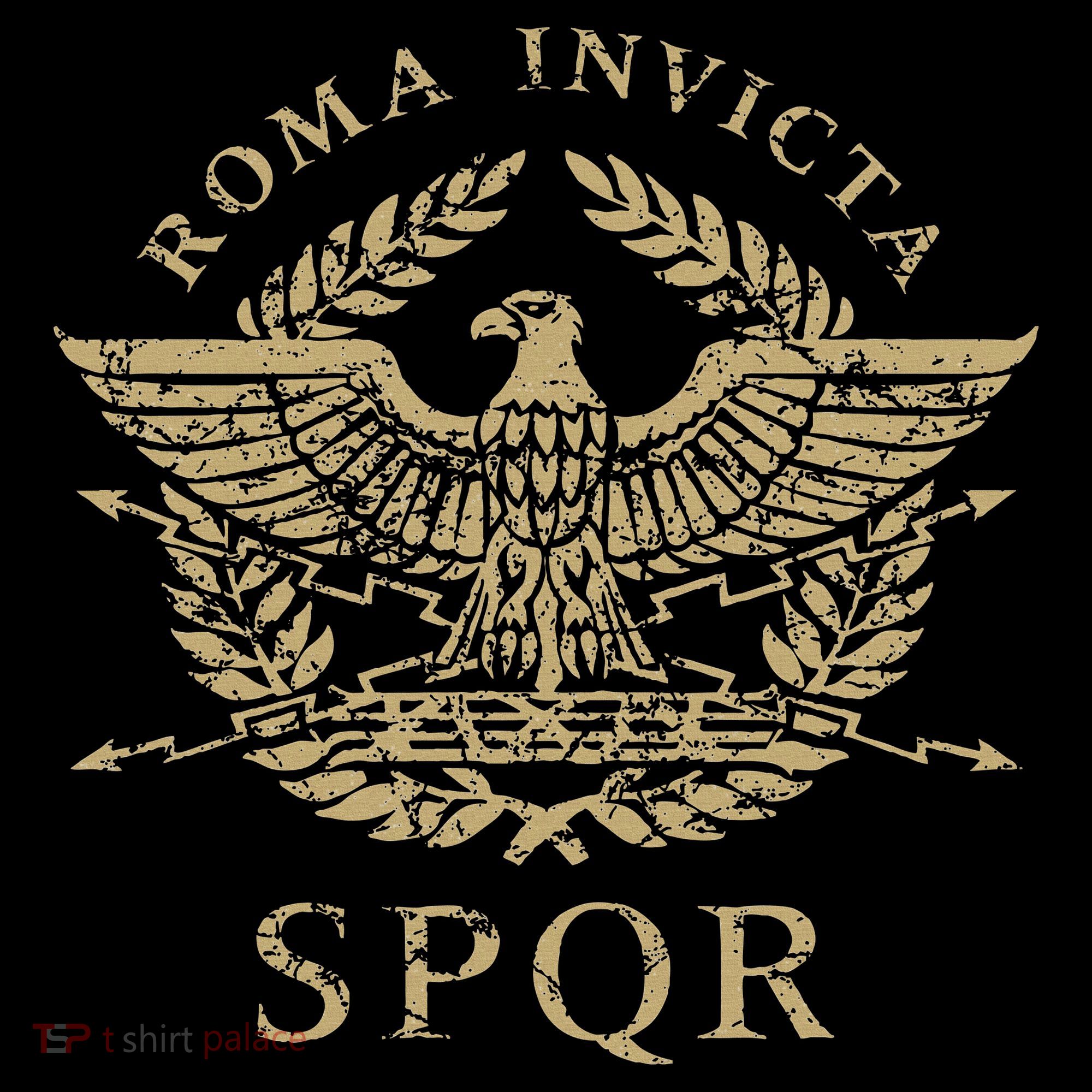 Roma Invicta Spqr Roman Eagle Distressed Long Sleeve Shirt