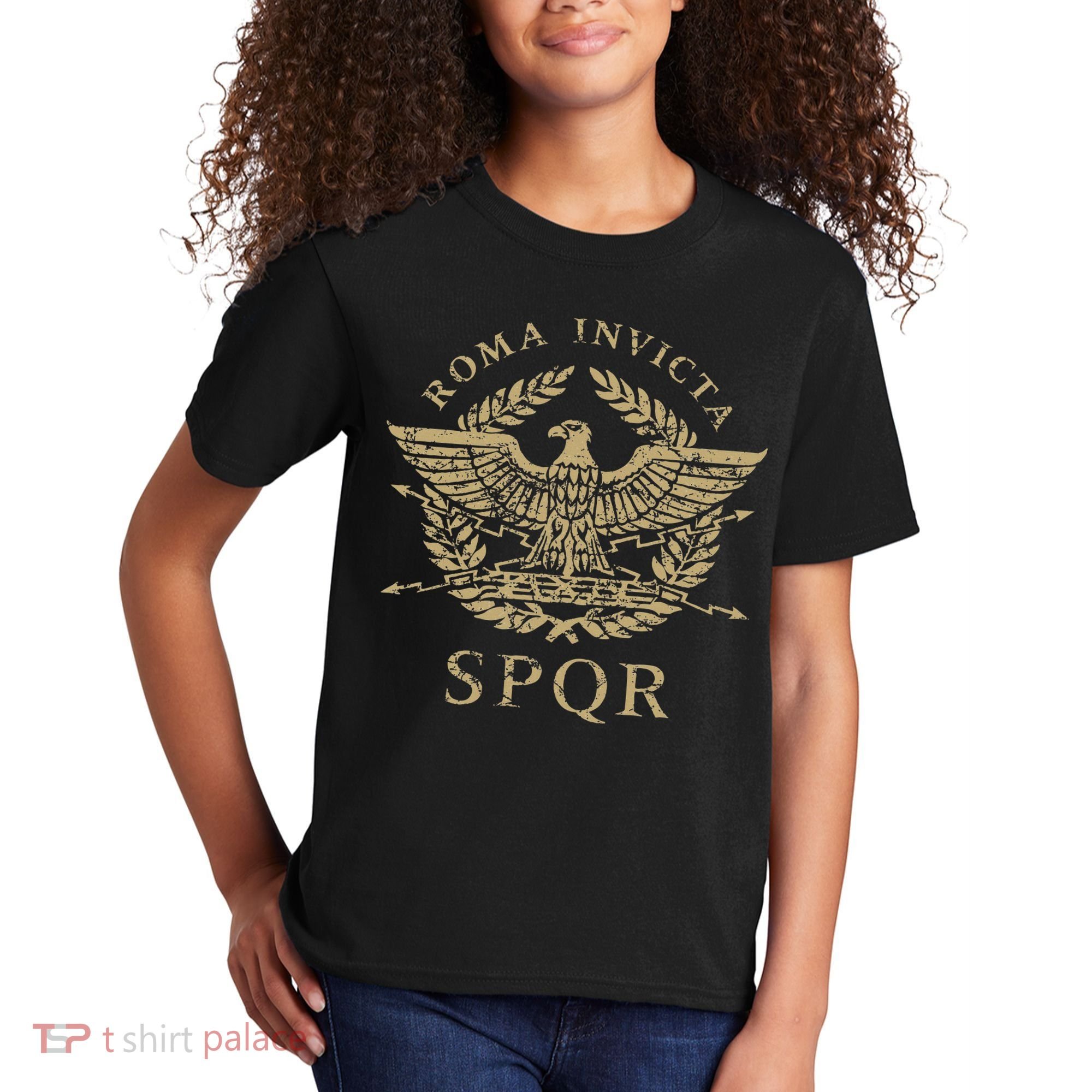 Roma Invicta Spqr Roman Eagle Distressed Kids T-Shirt