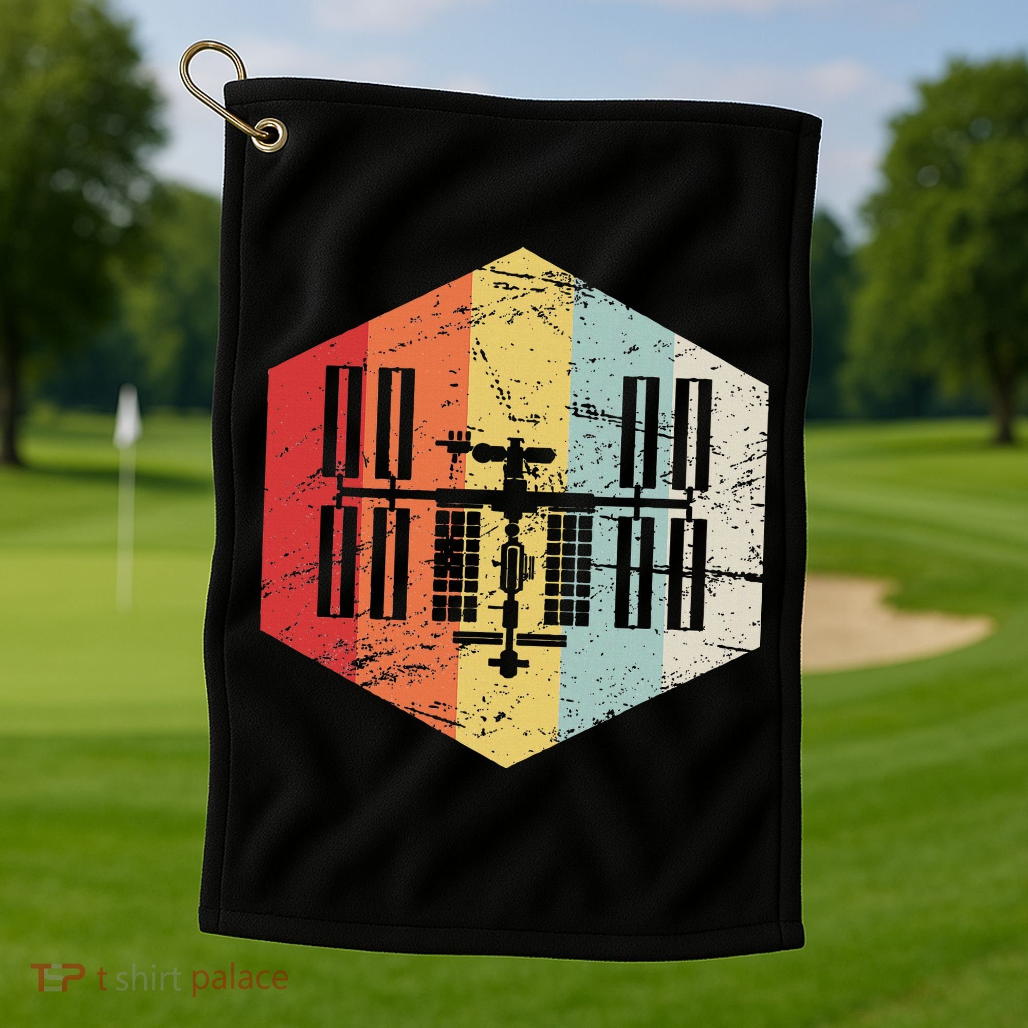 Retro International Space Station Golf Towel
