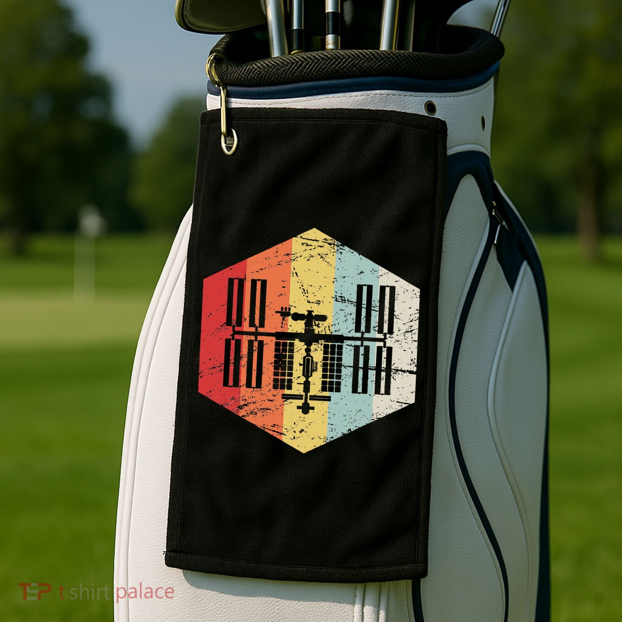 Retro International Space Station Golf Towel