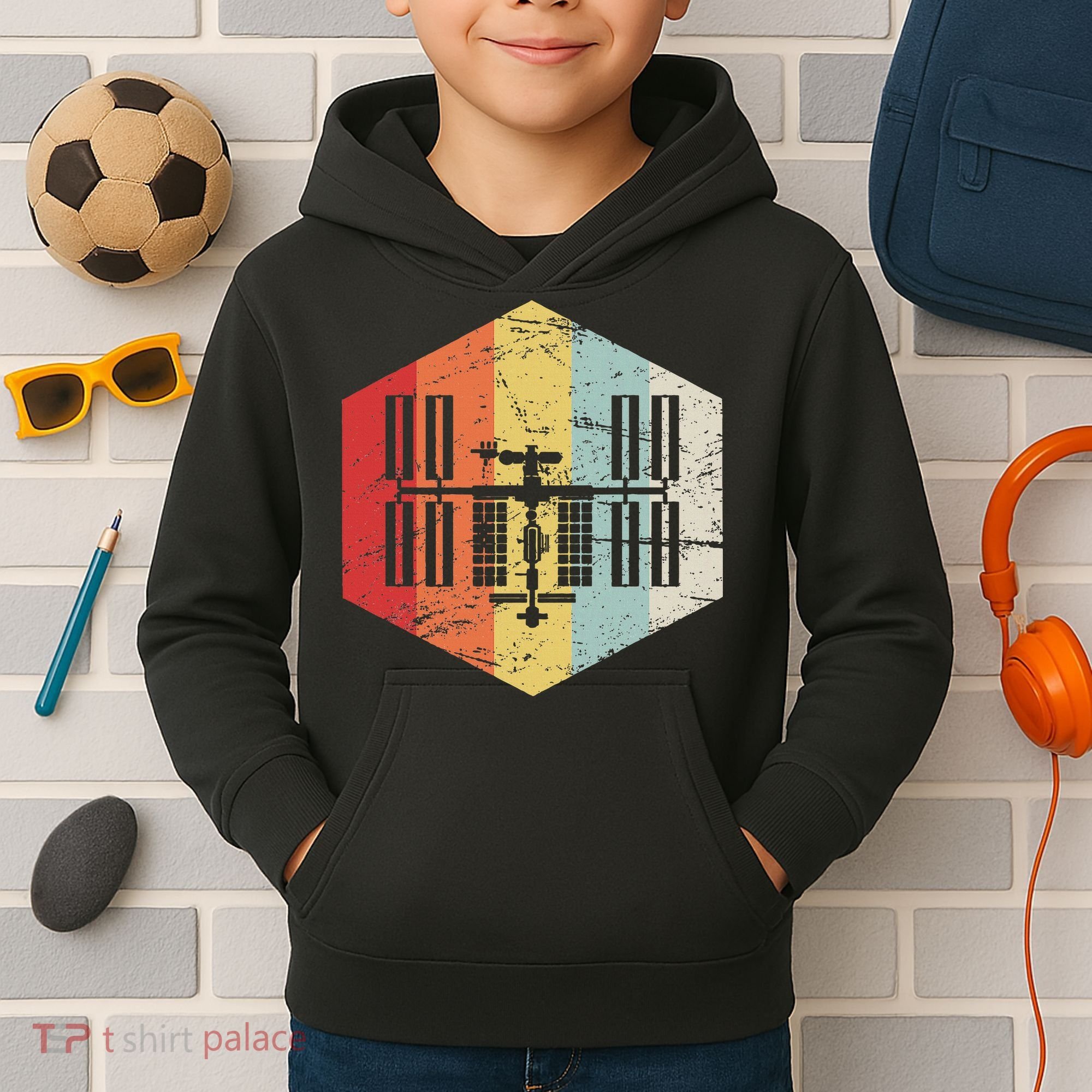 Retro International Space Station Kids Hoodie