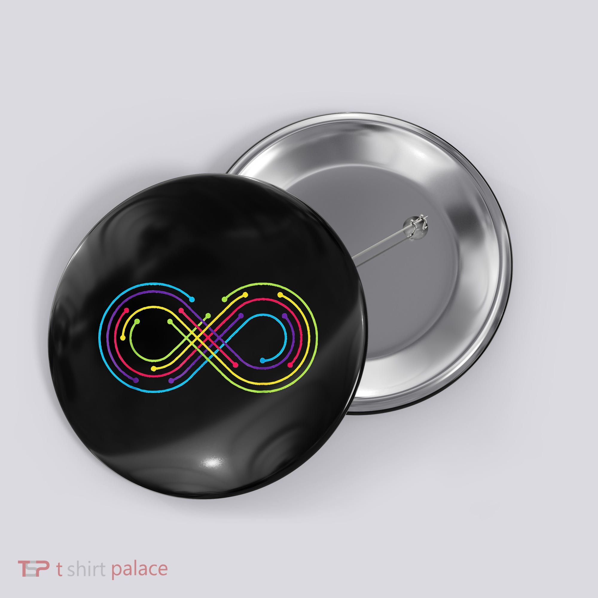 Rainbow Infinity Symbol Pride Autism Awareness Neurodiverse Button