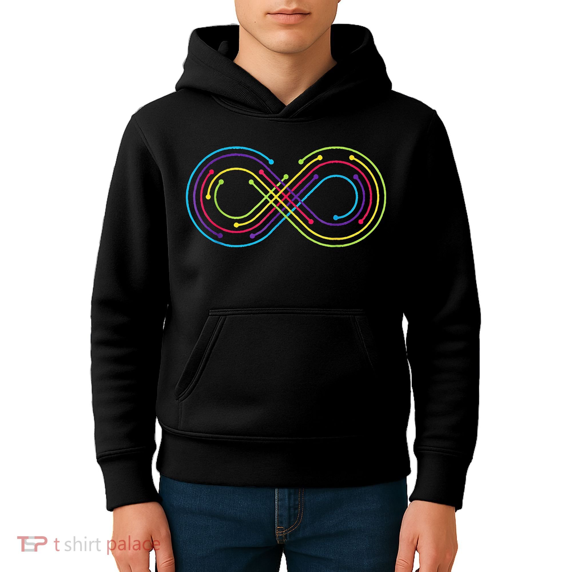 Rainbow Infinity Symbol Pride Autism Awareness Neurodiverse Kids Hoodie