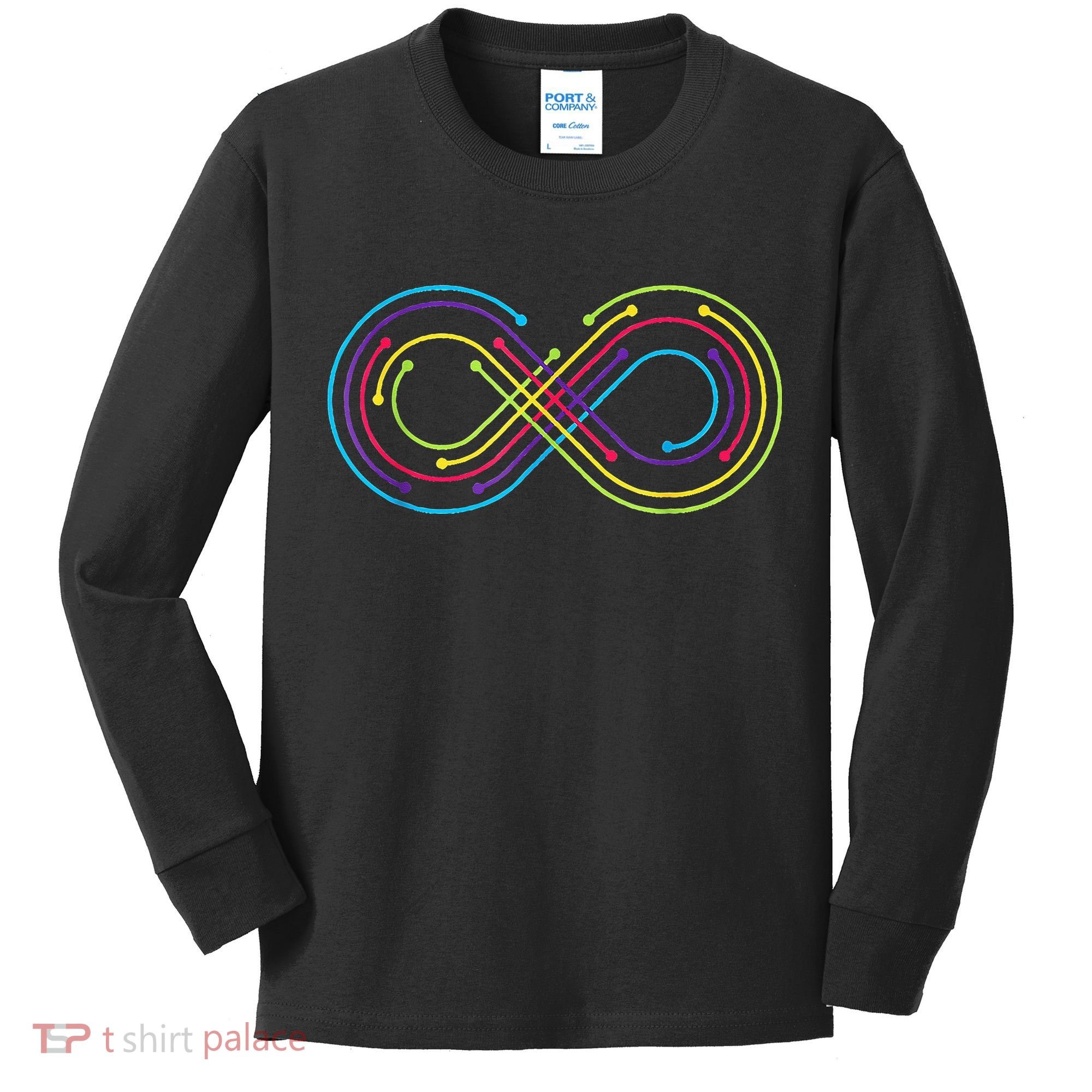 Rainbow Infinity Symbol Pride Autism Awareness Neurodiverse Kids Long Sleeve Shirt