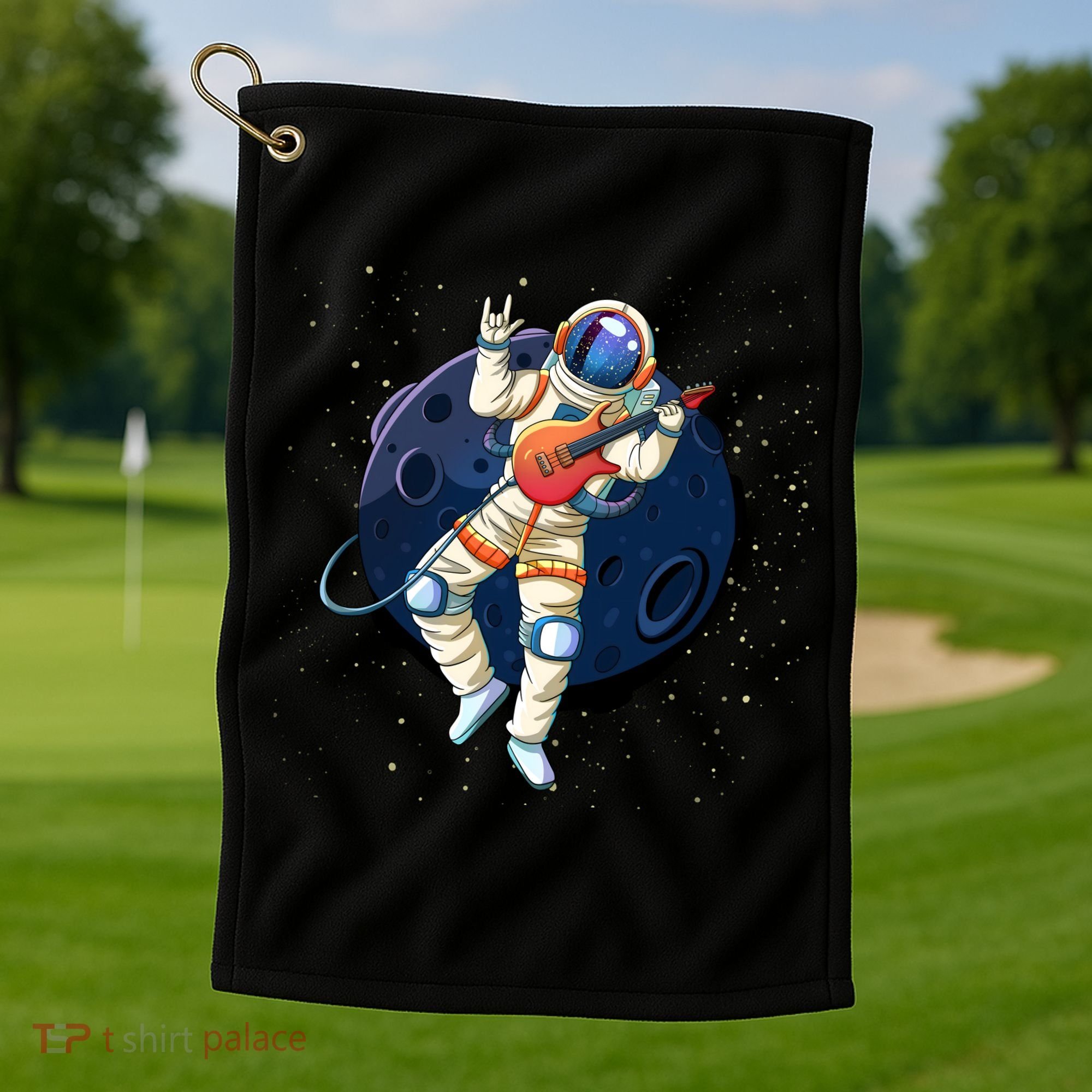 Rocking In Space Astronaut Rock Golf Towel
