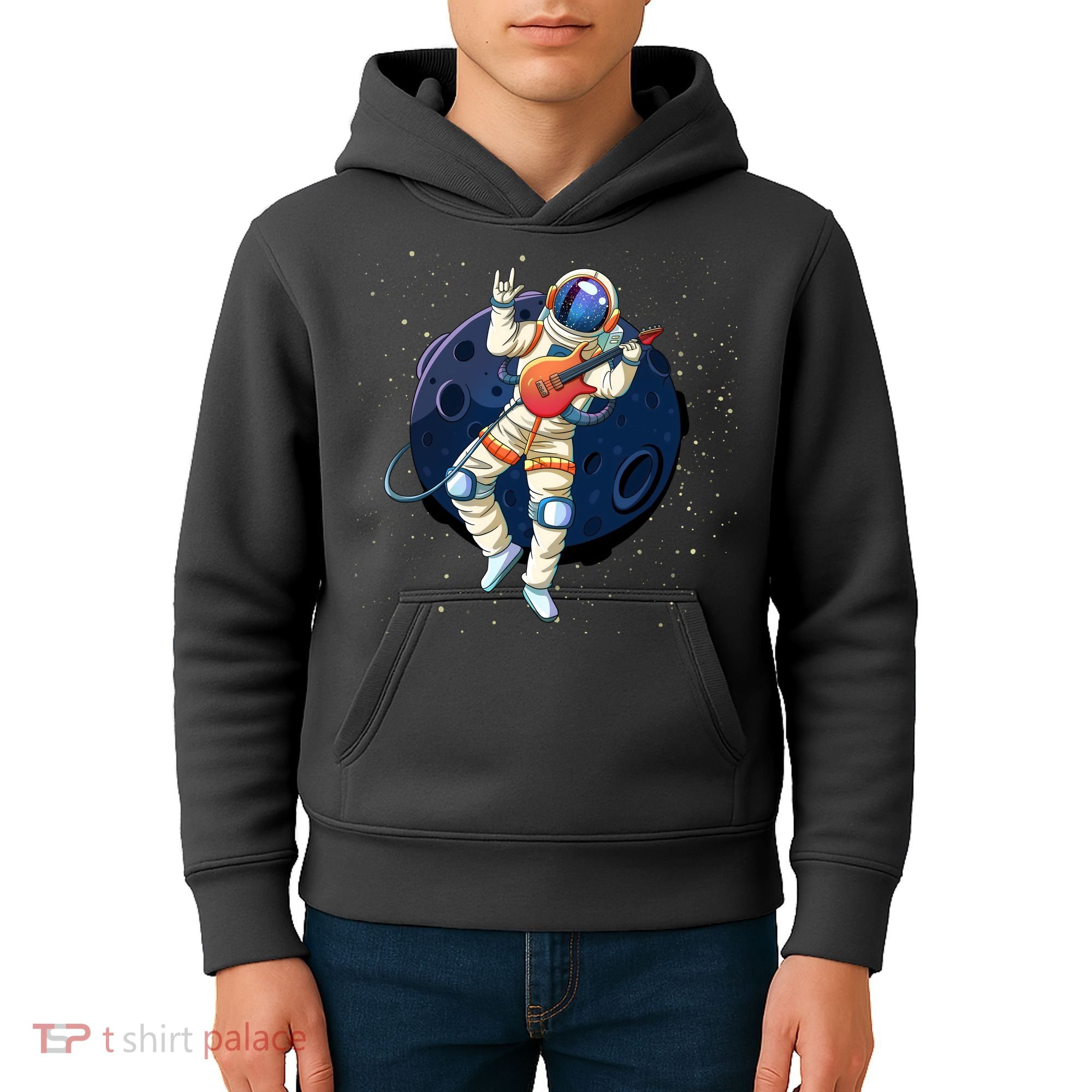 Rocking In Space Astronaut Rock Kids Hoodie