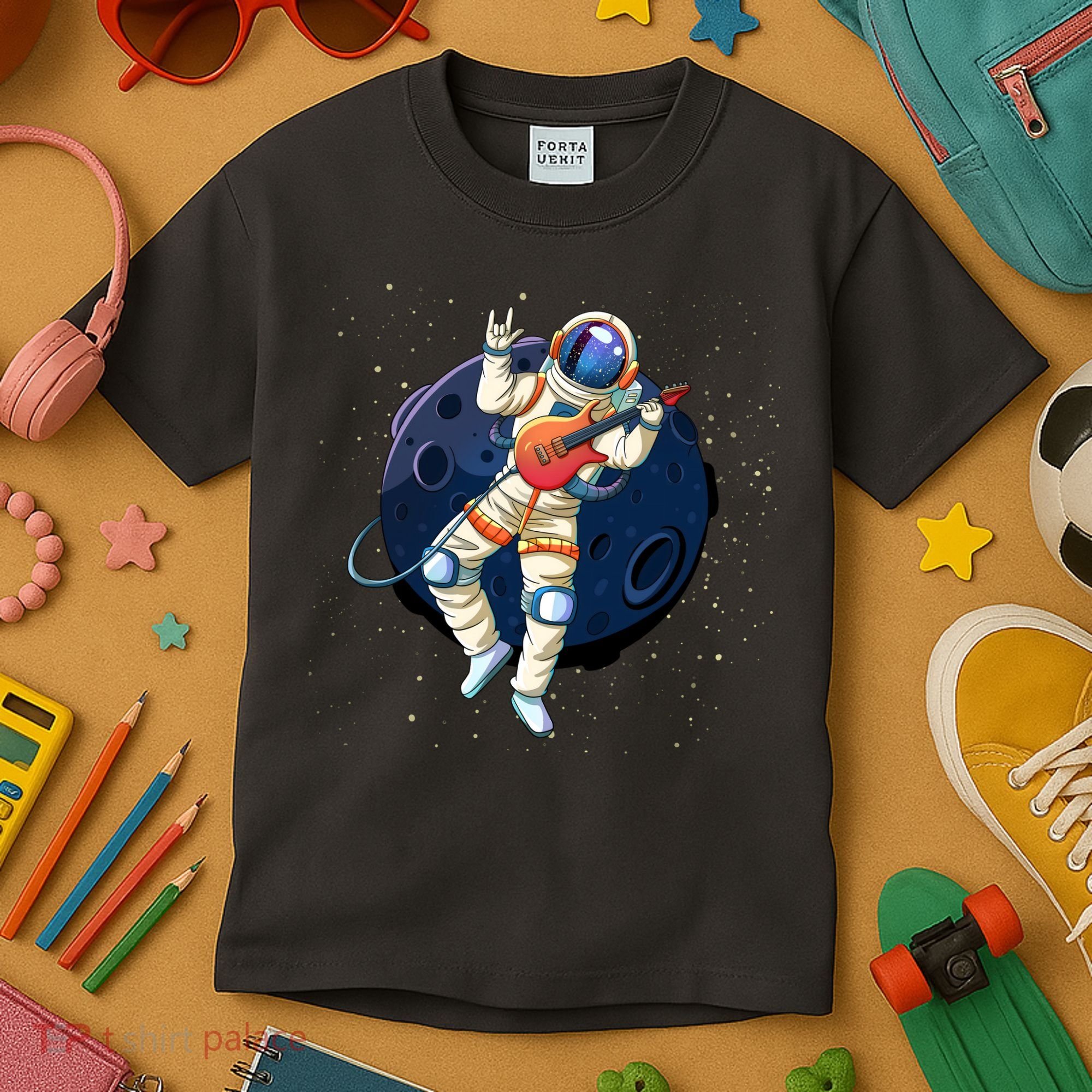 Rocking In Space Astronaut Rock Kids T-Shirt