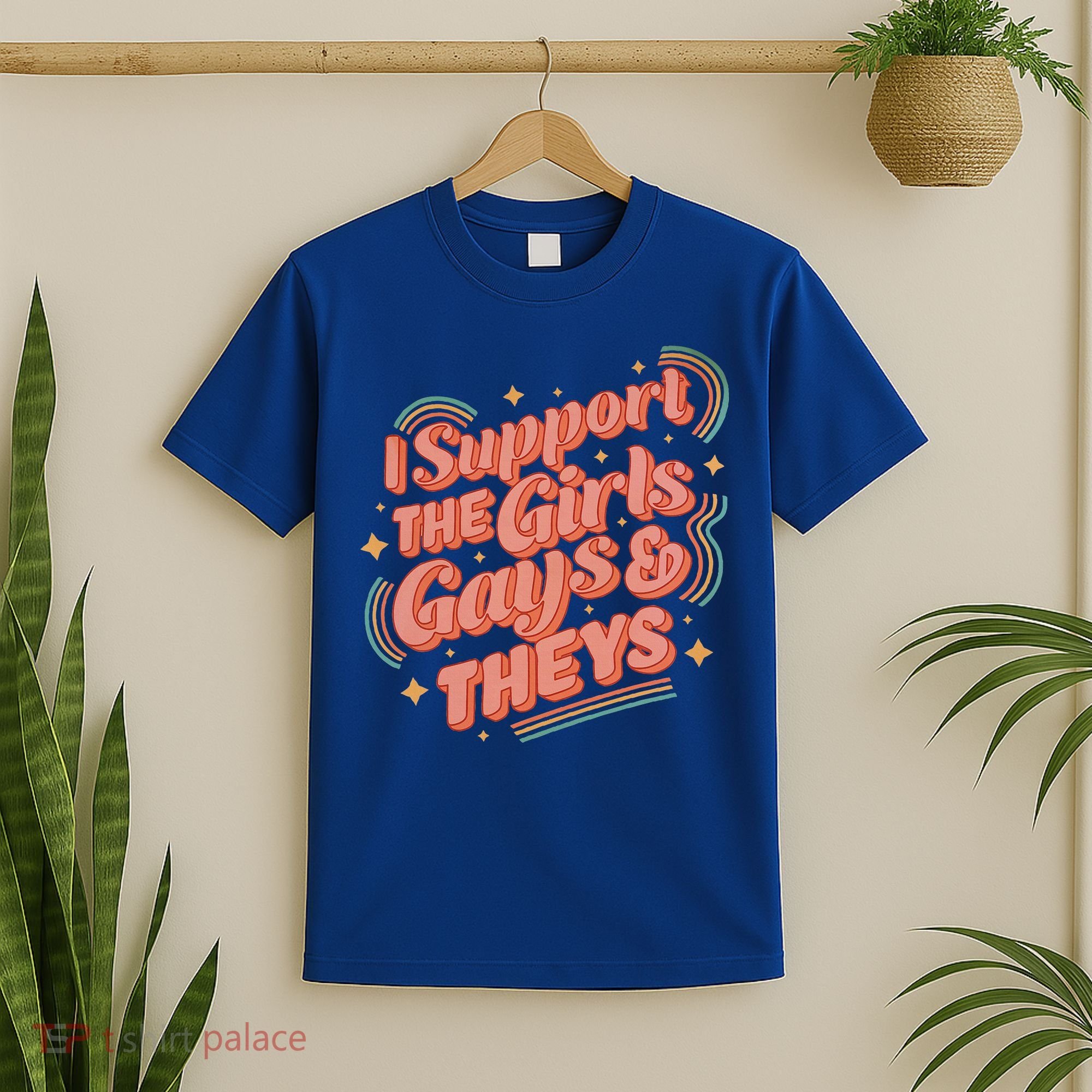 Retro I Support The Girl Gays And Theys Ally Pride Month T-Shirt