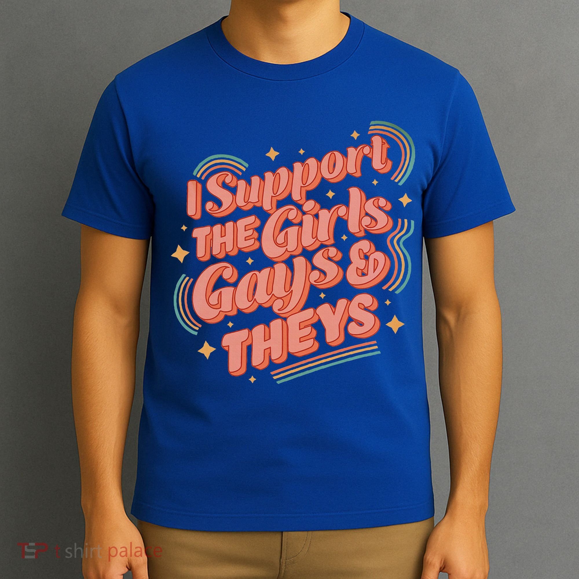 Retro I Support The Girl Gays And Theys Ally Pride Month T-Shirt