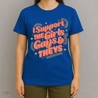 Retro I Support The Girl Gays And Theys Ally Pride Month T-Shirt thumb 4