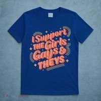 Retro I Support The Girl Gays And Theys Ally Pride Month T-Shirt thumb 5
