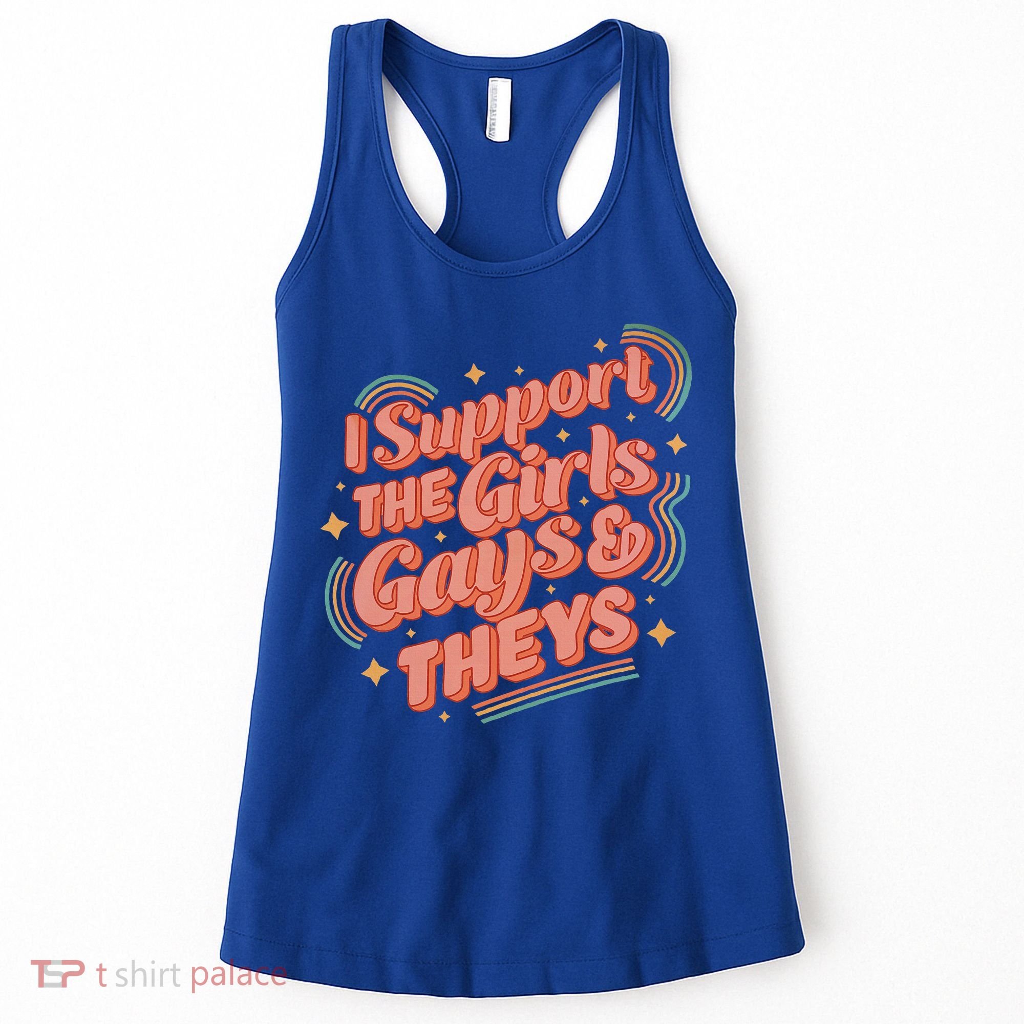 Retro I Support The Girl Gays And Theys Ally Pride Month Women's Tank Top