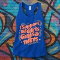 Retro I Support The Girl Gays And Theys Ally Pride Month Women's Tank Top thumb 3