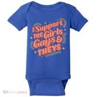 Retro I Support The Girl Gays And Theys Ally Pride Month Baby Bodysuit thumb 0
