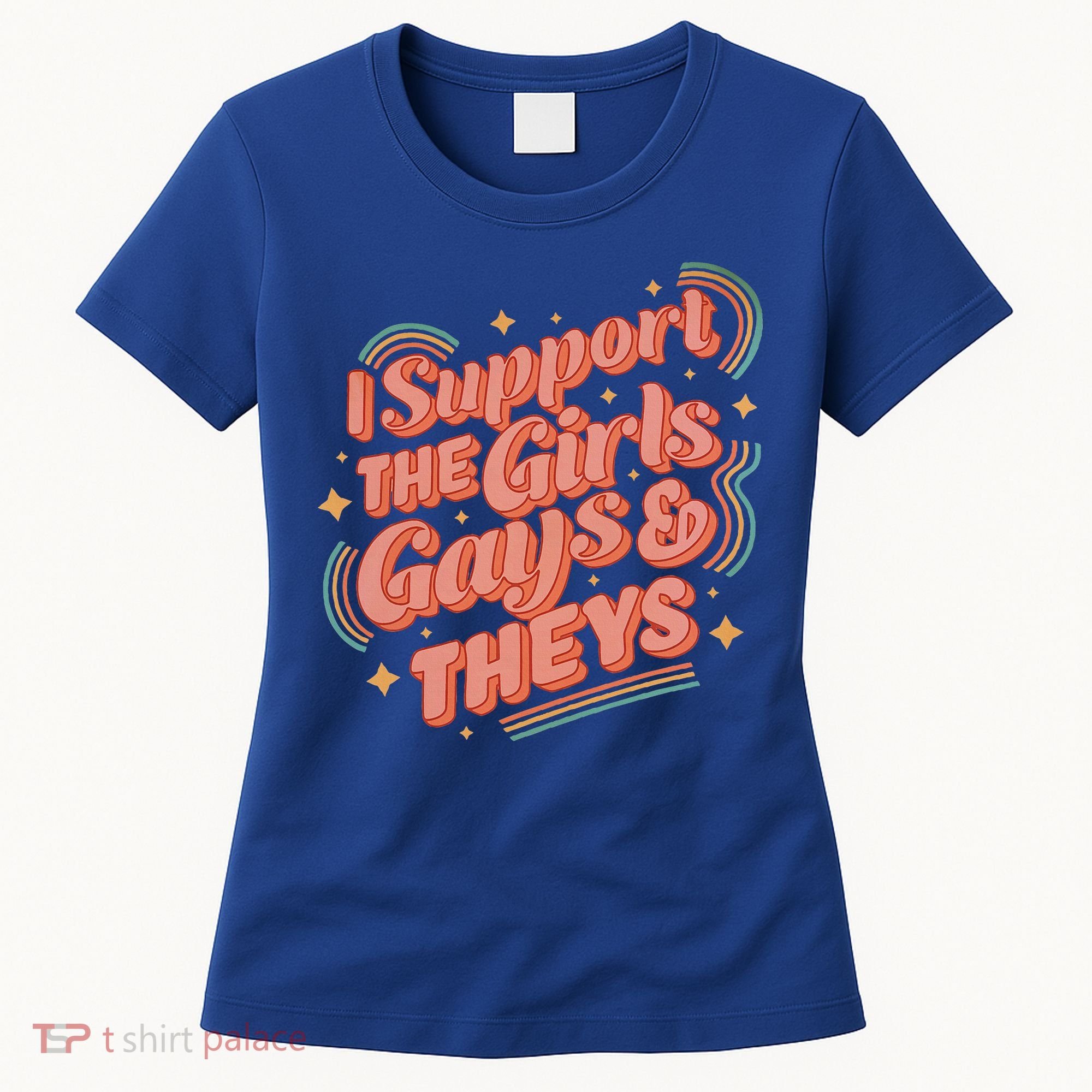 Retro I Support The Girl Gays And Theys Ally Pride Month Women's T-Shirt