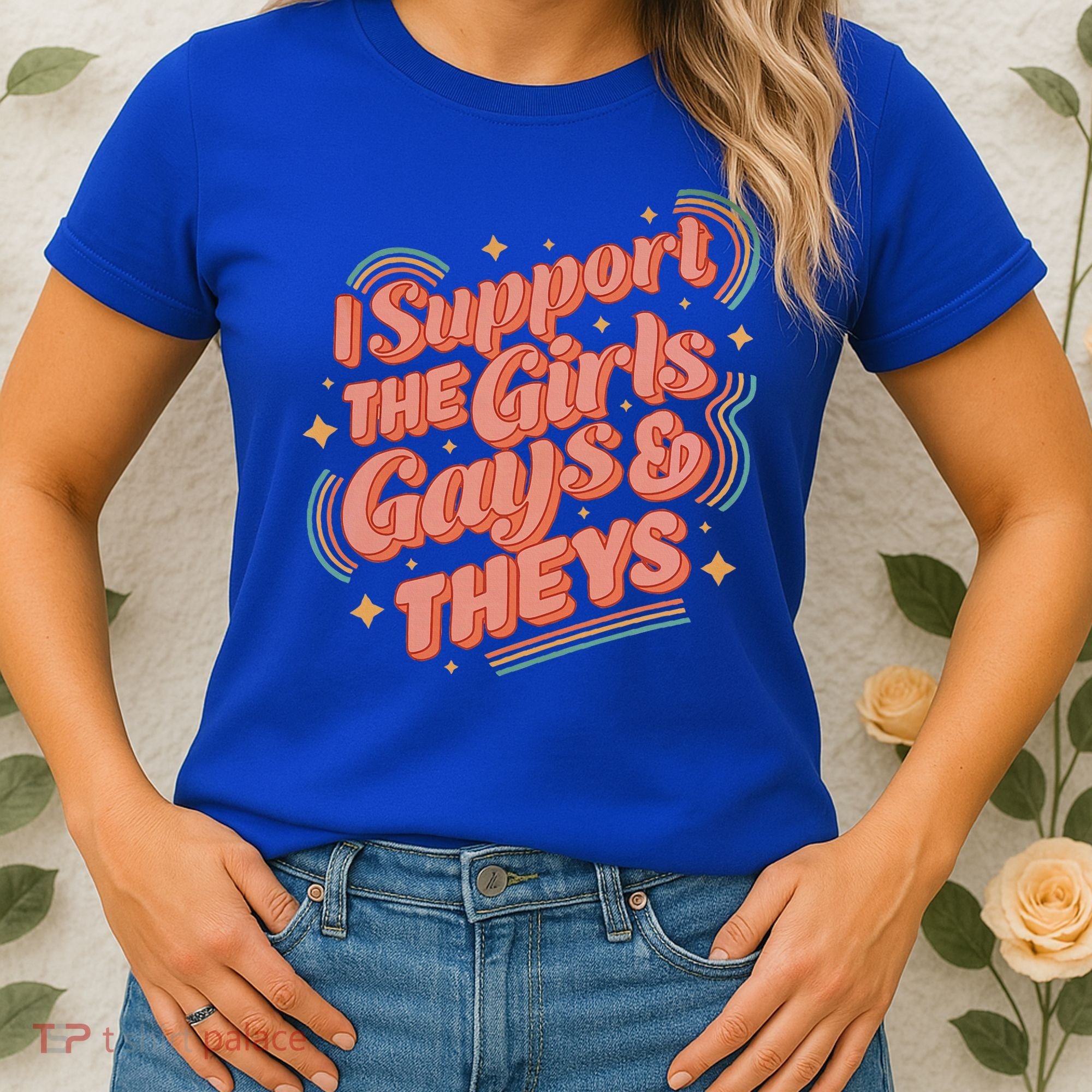 Retro I Support The Girl Gays And Theys Ally Pride Month Women's T-Shirt
