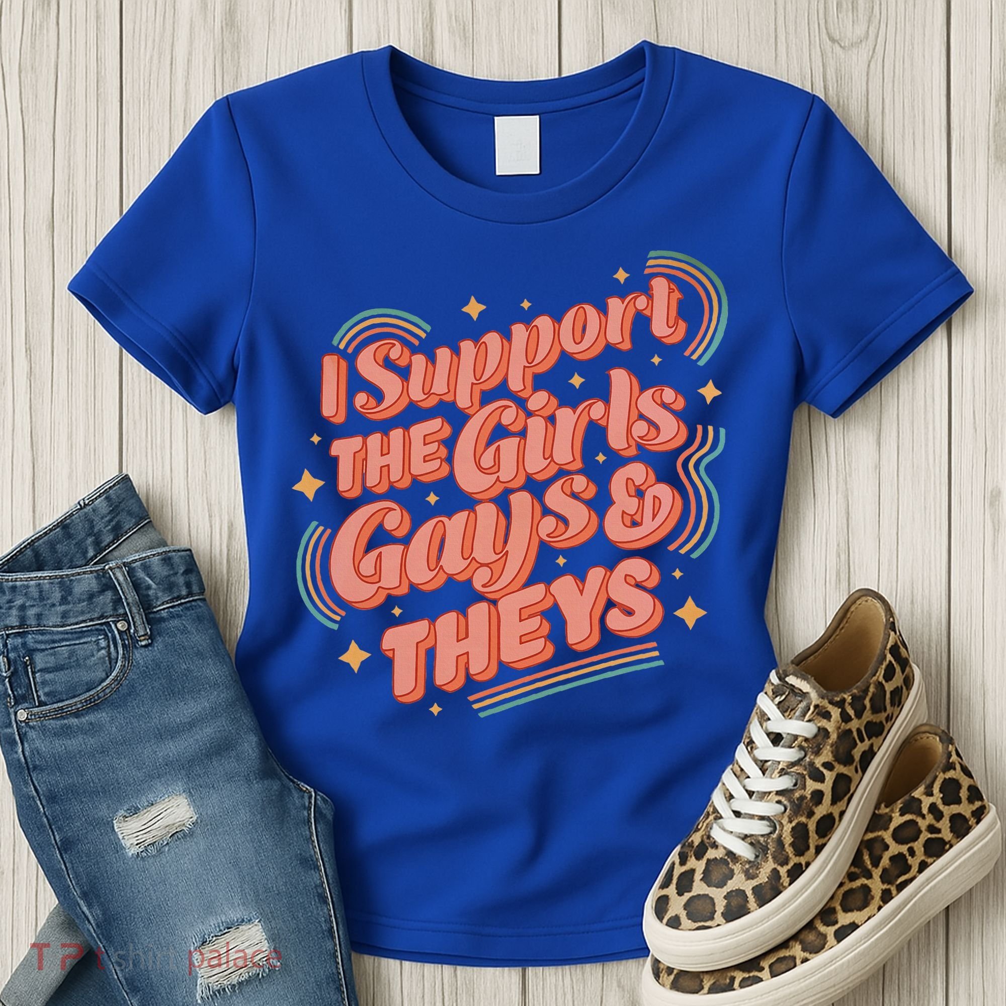 Retro I Support The Girl Gays And Theys Ally Pride Month Women's T-Shirt