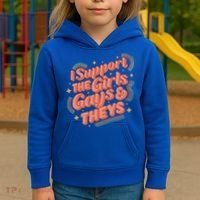 Retro I Support The Girl Gays And Theys Ally Pride Month Kids Hoodie thumb 3