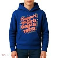 Retro I Support The Girl Gays And Theys Ally Pride Month Kids Hoodie thumb 4