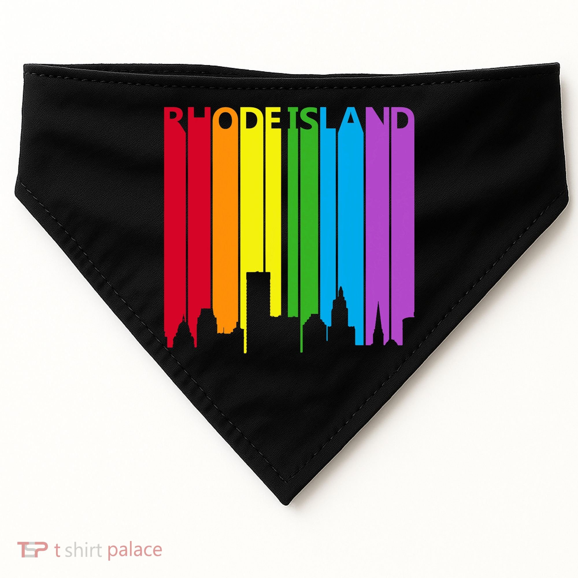 Rhode Island Skyline Lgbt Pride USA-Made Doggie Bandana