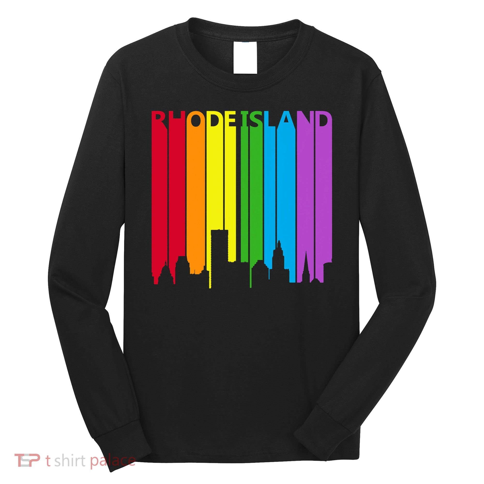 Rhode Island Skyline Lgbt Pride Long Sleeve Shirt