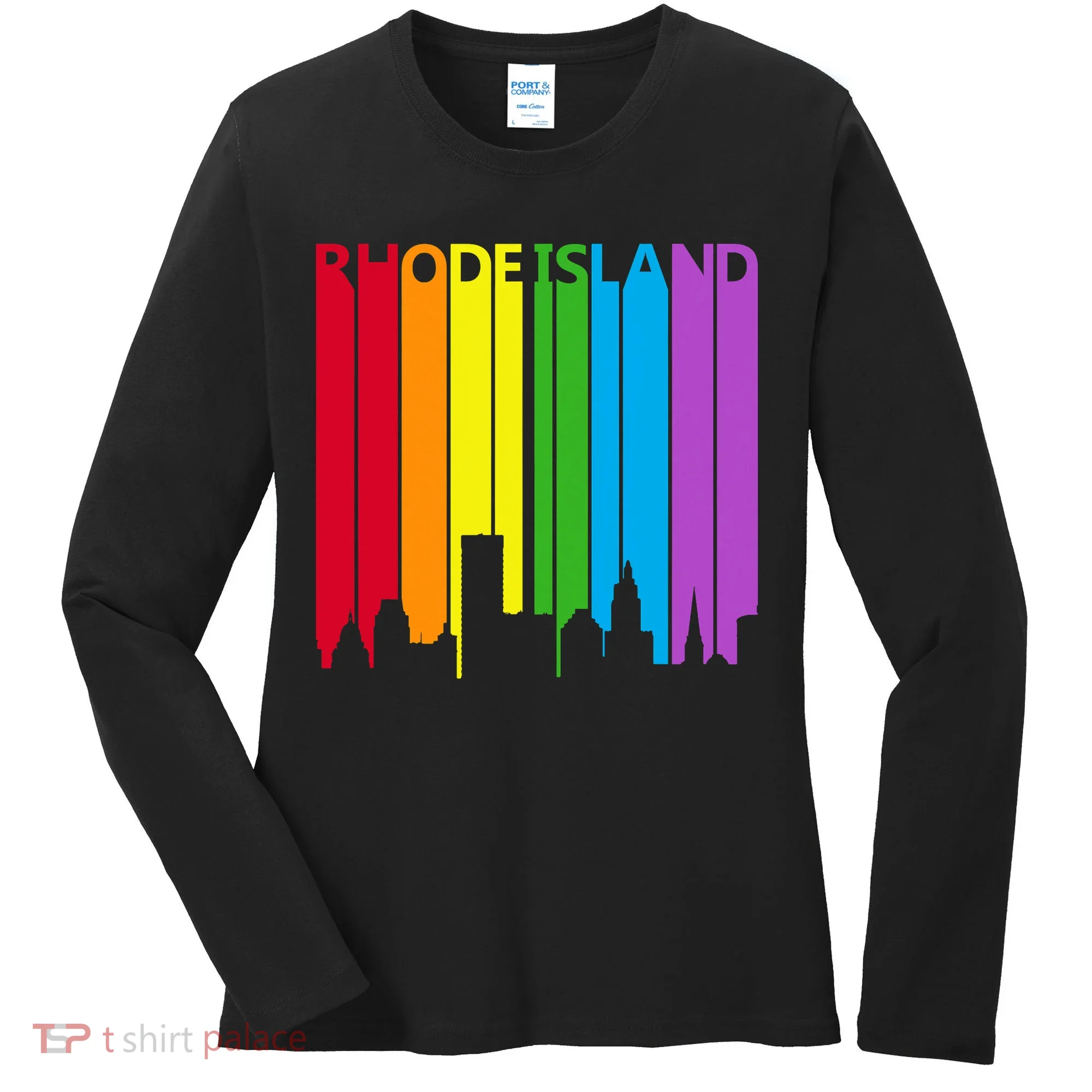 Rhode Island Skyline Lgbt Pride Women's Long Sleeve Shirt