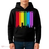 Rhode Island Skyline Lgbt Pride Kids Hoodie thumb 4