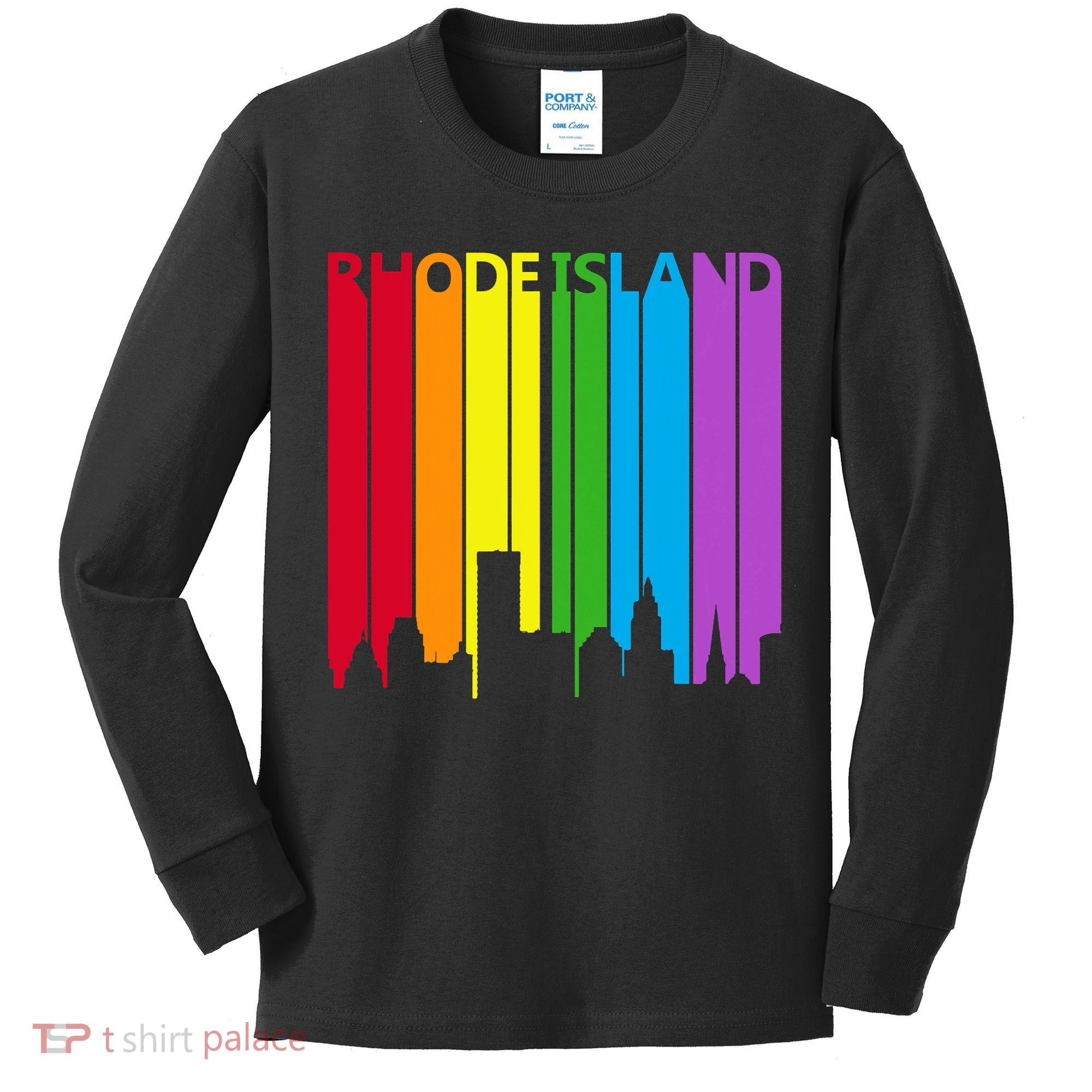 Rhode Island Skyline Lgbt Pride Kids Long Sleeve Shirt