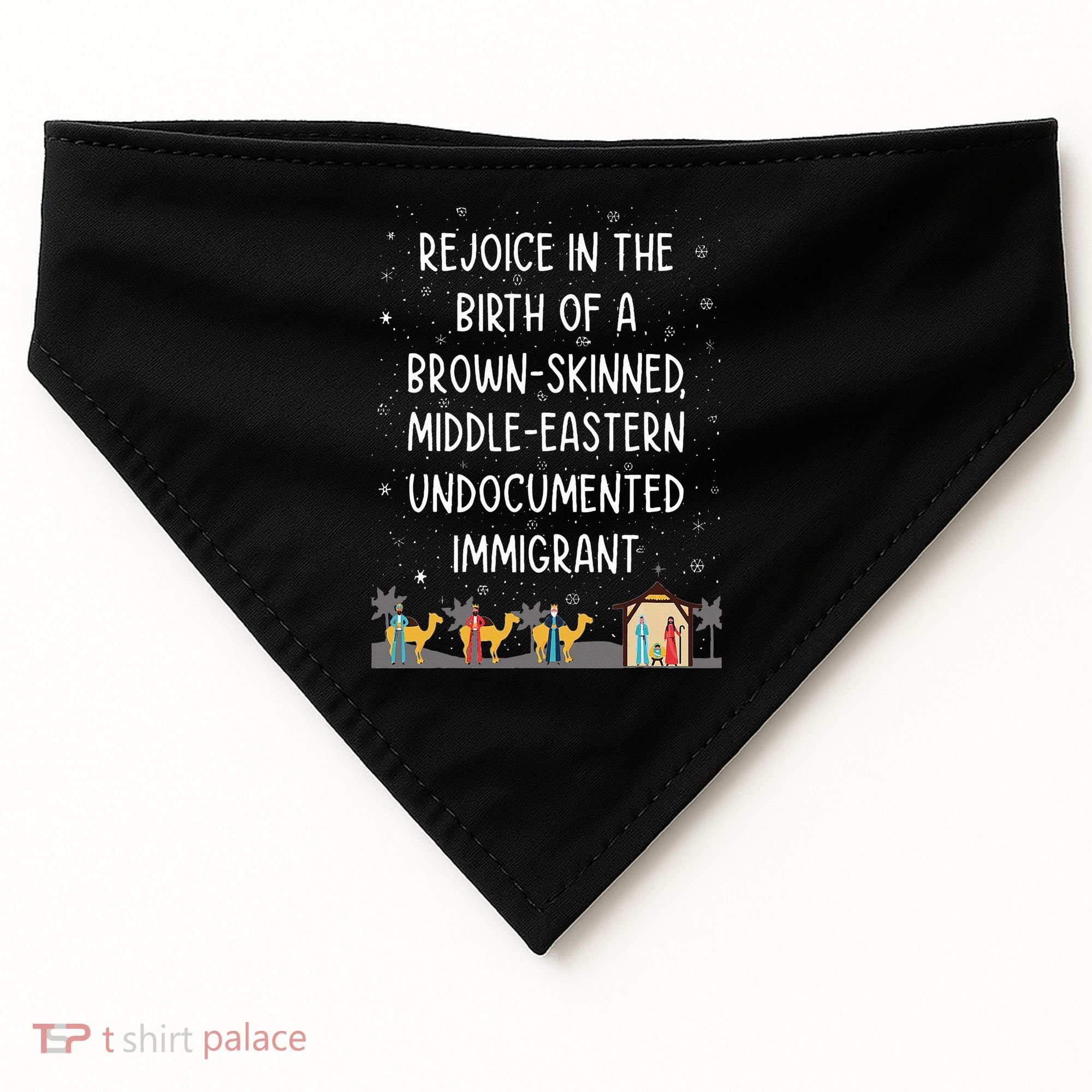Rejoice In The Birth Of A Brown Skinned Middle Eastern Xmas  USA-Made Doggie Bandana