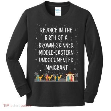 Rejoice In The Birth Of A Brown Skinned Middle Eastern Xmas  Kids Long Sleeve Shirt