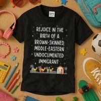 Rejoice In The Birth Of A Brown Skinned Middle Eastern Xmas  Kids T-Shirt thumb 3