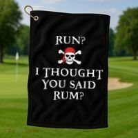 Run I Thought You Said Rum Funny Pirate Running Golf Towel thumb 1