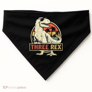 Roaring into Three Dinosaur Birthday Celebration USA-Made Doggie Bandana