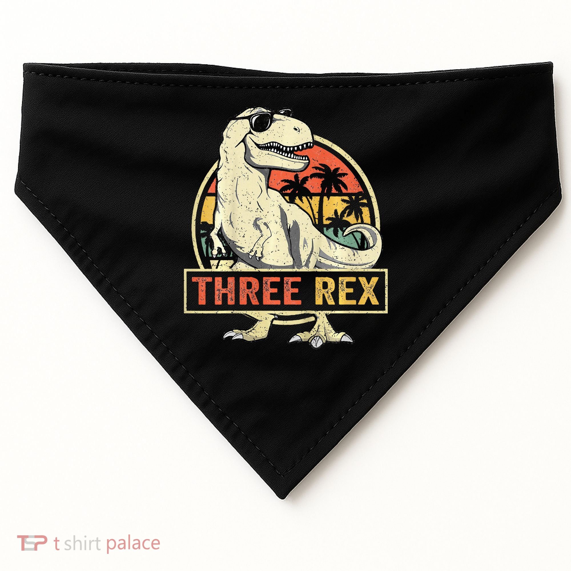 Roaring into Three Dinosaur Birthday Celebration USA-Made Doggie Bandana