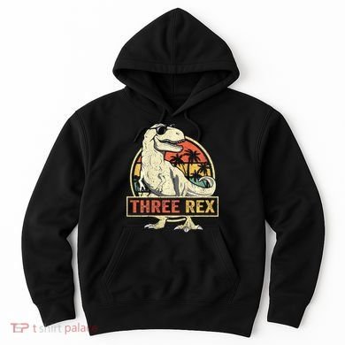 Roaring into Three Dinosaur Birthday Celebration Hoodie
