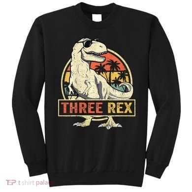 Roaring into Three Dinosaur Birthday Celebration Sweatshirt