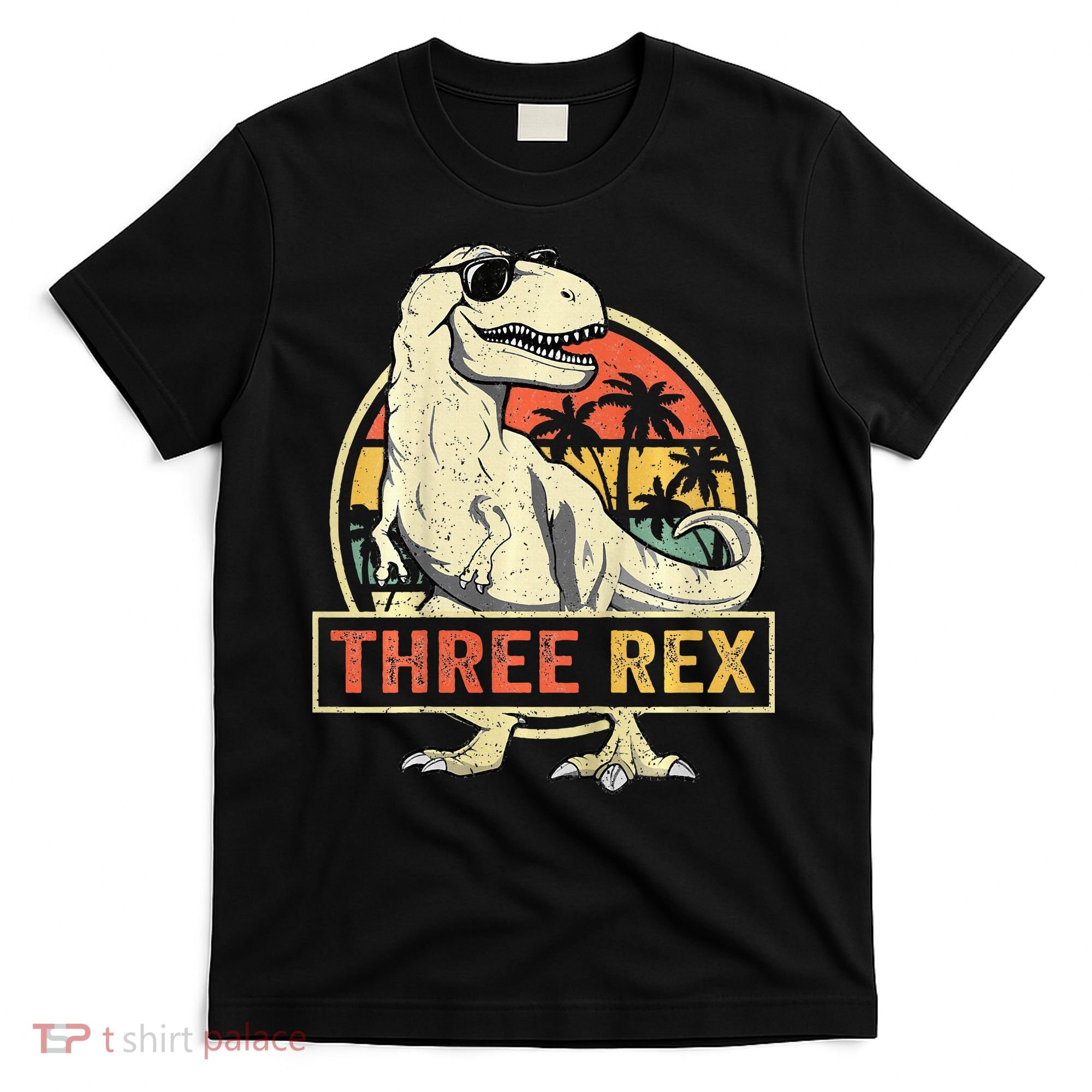 Roaring into Three Dinosaur Birthday Celebration T-Shirt