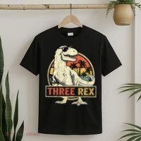 Roaring into Three Dinosaur Birthday Celebration T-Shirt thumb 2
