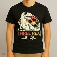 Roaring into Three Dinosaur Birthday Celebration T-Shirt thumb 3
