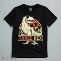 Roaring into Three Dinosaur Birthday Celebration T-Shirt thumb 5