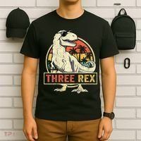 Roaring into Three Dinosaur Birthday Celebration T-Shirt thumb 6