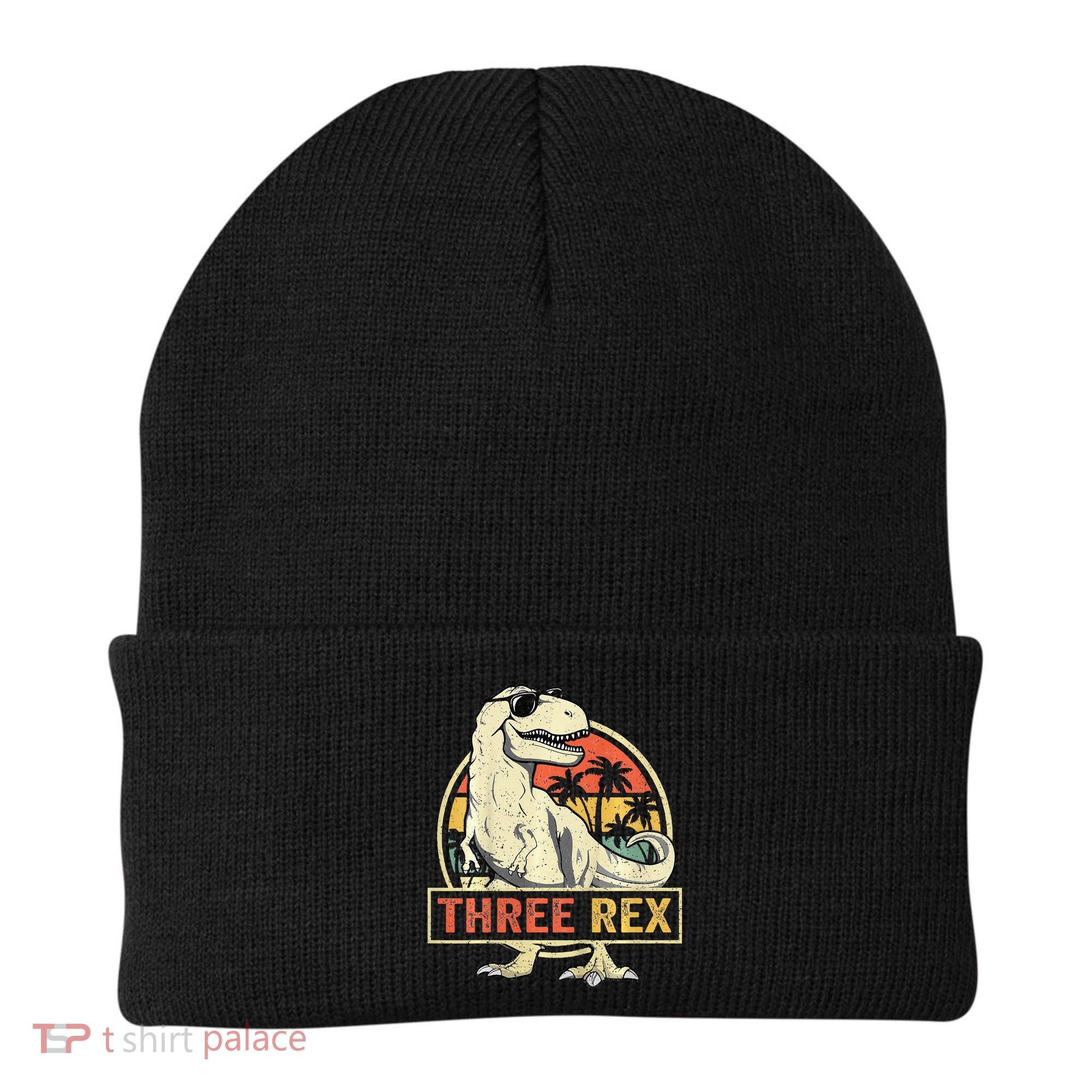 Roaring into Three Dinosaur Birthday Celebration Beanie